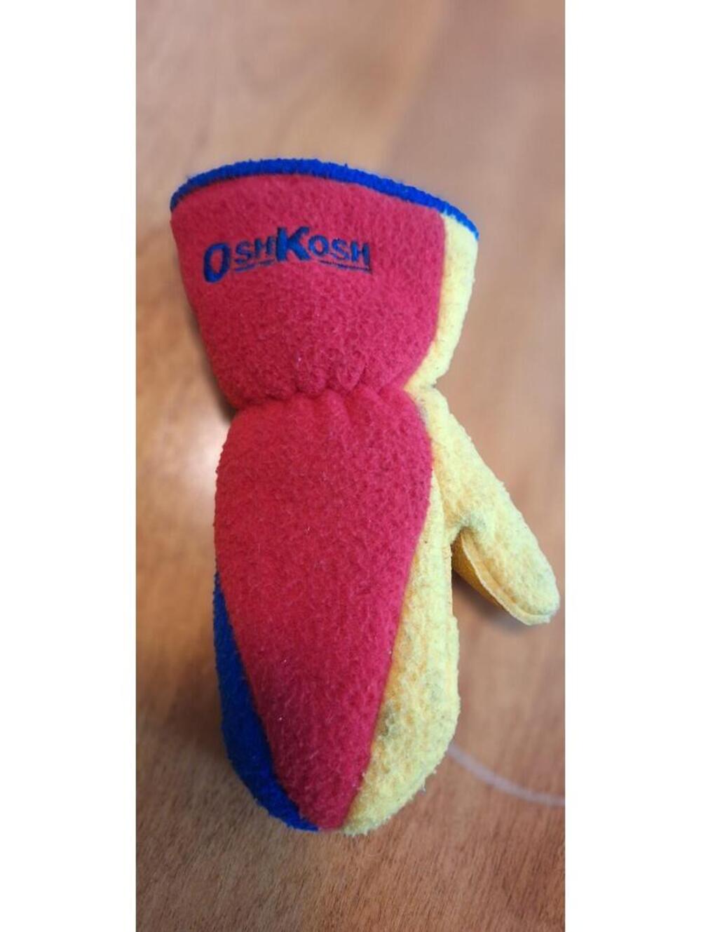 Vtg OshKosh B'Gosh Fleece Youth Mittens Red/Yellow/Blue Colorblock Hook/loop - Picture 5 of 9